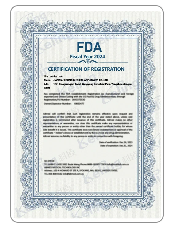 U.S. FDA Establishment Registration document supplied by Keling Medical