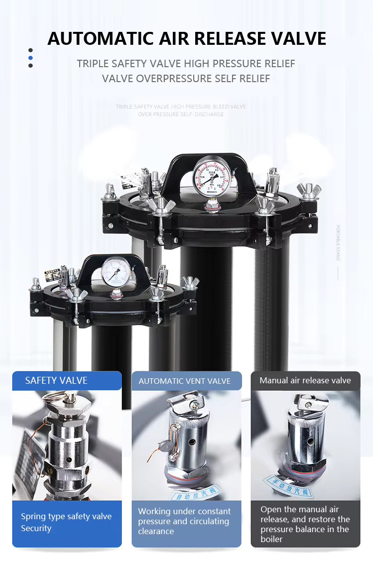 280D Esterilizador de vapor portátil 18L para autoclave de instrumentos médicos